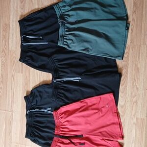 Lot Of 5 Mens Amazon Essentials Black Red Green Athletic Shorts